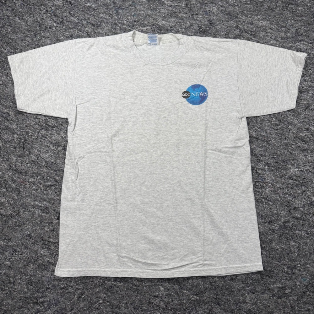 Gildan ABC News Promo T-Shirt Mens Large Gray Short Sleeve Graphic Tee